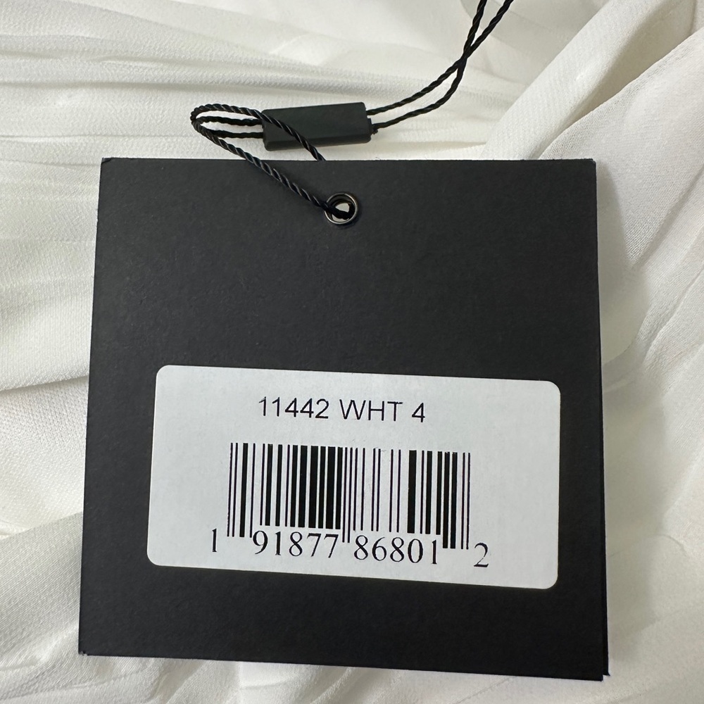 NWT Mac Duggal Feather Cuff One Shoulder Ruched Gown White 4 - Picture 7 of 9
